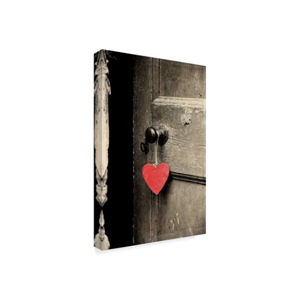 Tom Quartermaine 'Antique Door With Red Heart' Canvas Art,12x19